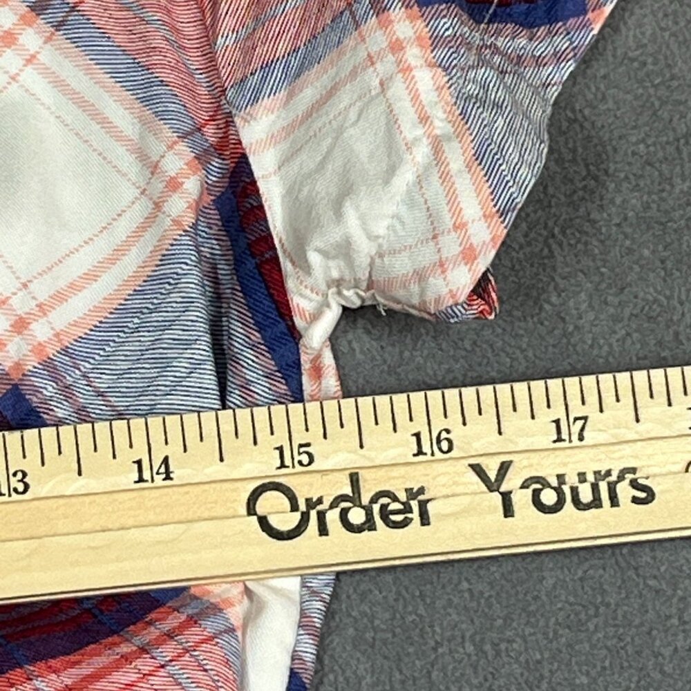 Rock & Republic Women’s Dress XS‎ Red White Blue Plaid Button Front Belted Midi - Picture 7 of 9